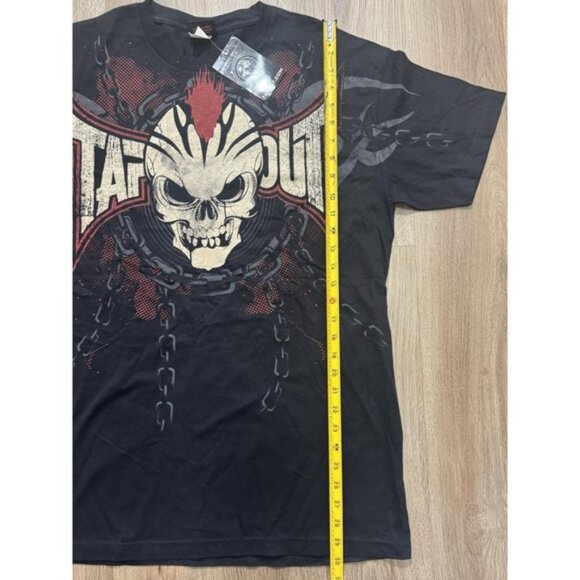 Y2K Tapout Skull Chains Logo Black T Shirt Size L - Picture 2 of 8